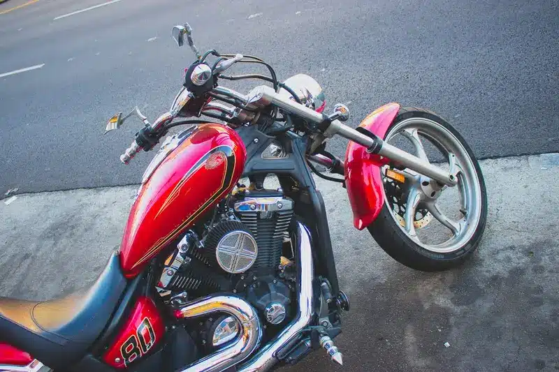Motorcycle and car crash at W Anaheim Street and Marine Avenue in Los Angeles.