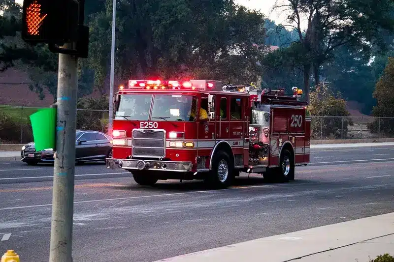 Firefighter injured in a collision on South Willowbrook Avenue in Los Angeles.