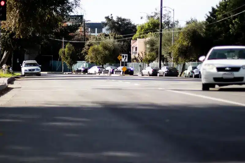 Emergency responders at the scene of a traffic crash with reported injuries on Sherman Way in North Hollywood, California.